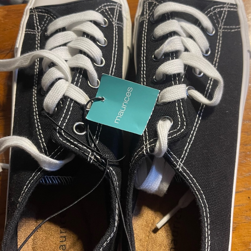 Maurices Black & White Canvas Sneakers